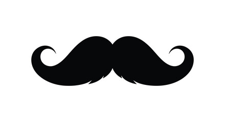 Fototapeta premium A striking black silhouette of a classic handlebar mustache boldly displayed against a white background silhouette high quality