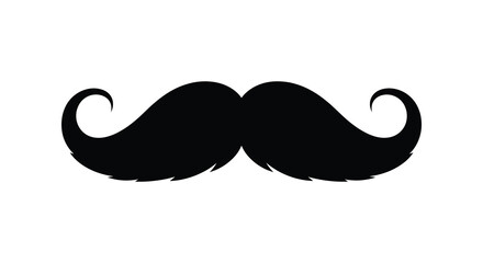 A striking black silhouette of a classic handlebar mustache against a white backdrop silhouette high quality professional detailed © AL-AMIN