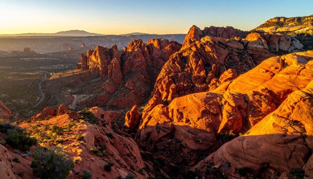Rote Felslandschaft in der Abendsonne