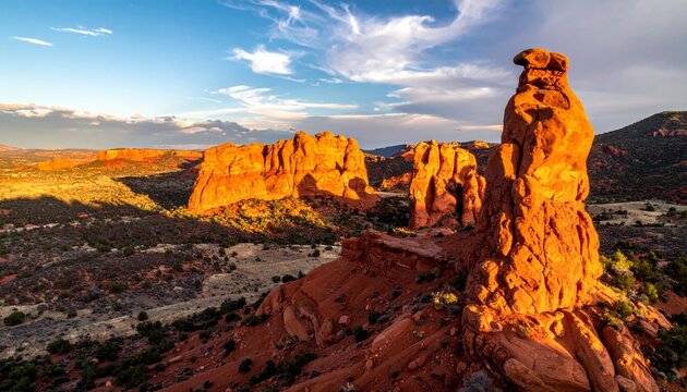 Rote Felslandschaft in der Abendsonne