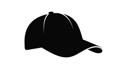 A black baseball cap is prominently displayed against a white background creating a striking silhouette high quality professional © njhasan