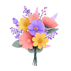 Obraz premium A colorful digital illustration featuring a vibrant bouquet of various blooms