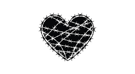 A striking black heart shape is formed with jagged lines creating a dramatic emotional silhouette high quality professional © njhasan