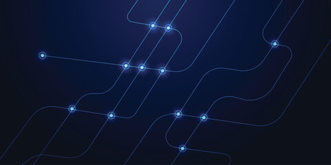 Obraz premium Neon Blue Circuit Lines on Dark Background – Futuristic Digital Tech Network Art