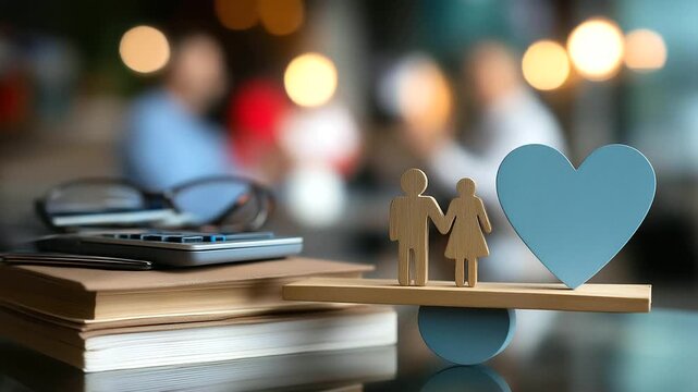 Work-life balance maintaining harmony concept, prioritizing tasks and making time for relaxation, relationship prioritization imagery, wellness equilibrium illustration, time