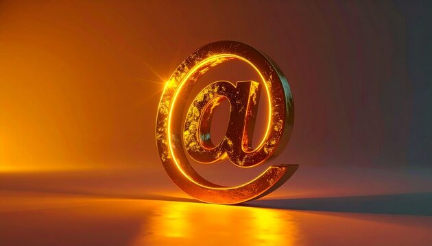 Golden Illumination: A Dramatic Rendering of the At Symbol for Commercial Use