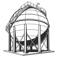 A large metal dome shaped structure with a staircase © hhh