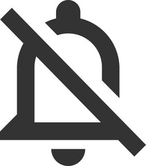 A dark gray icon representing a bell with a diagonal line through it, indicating a muted or silent notification setting