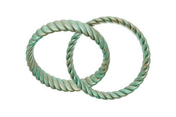 Vintage Green Patina Twisted Gold wedding Bands 3D Jewelry Concept