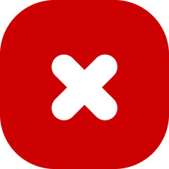 Obraz premium A simple, bold graphic featuring a bright red circle with a prominent white 'X' symbol at its center, often used to indicate closure or cancellation