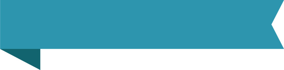 Obraz premium A simple blue ribbon banner with a pointed end and a triangular section on the left, isolated on a black background