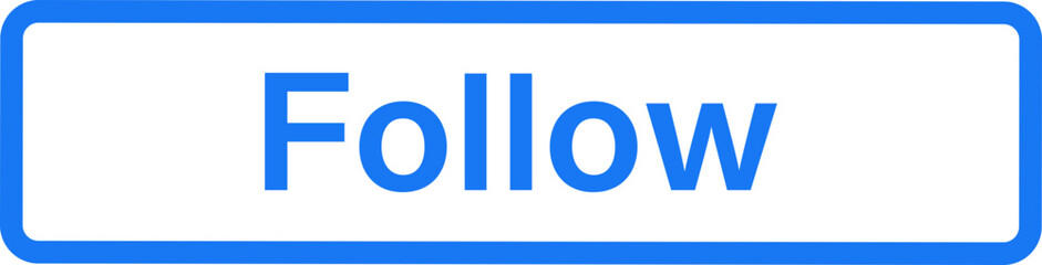 A simple blue button with the word Follow in white text on a black background, perfect for social media or website calls to action