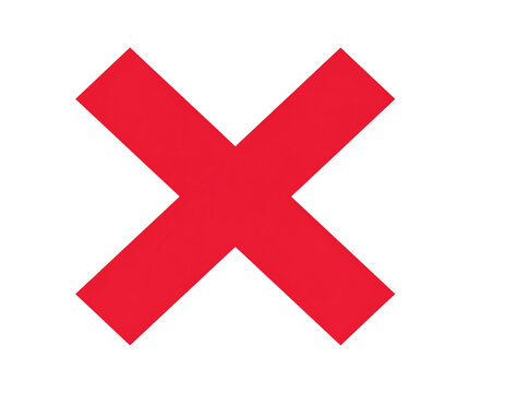 Red cross mark isolated on white background. Vector illustration