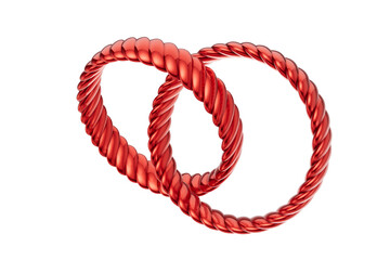Glossy Red Twisted Metal Wedding Bands 3D Jewelry Concept with transparent background
