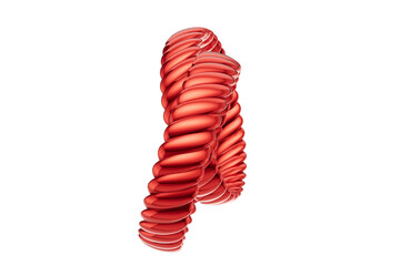 Glossy Red Twisted Metal Wedding Bands 3D Jewelry Concept with transparent background