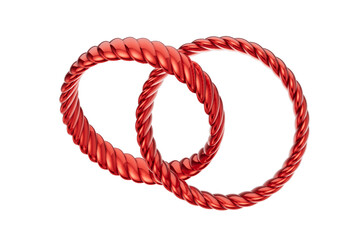 Glossy Red Twisted Metal Wedding Bands 3D Jewelry Concept with transparent background