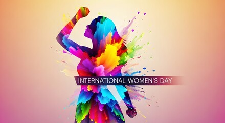 Obraz premium Raised Arm Silhouette with Color Splash for International Women’s Day Poster