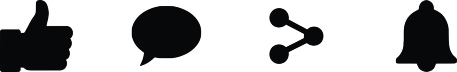 Black silhouettes of four punctuation marks on a white background