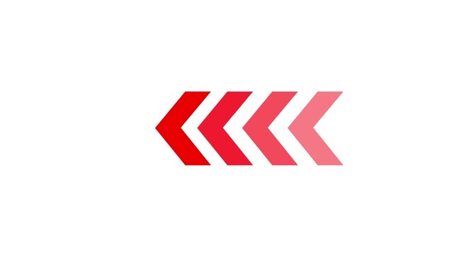 Red and white arrow,Animated Left-directional white arrow for the overlay.4k video