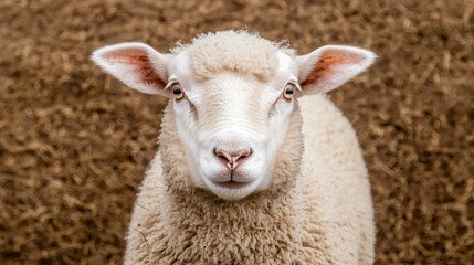 animal head with soft beige fur and wide,