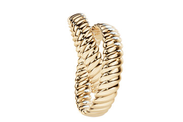 3D Render of Interlocking Golden Rope Wedding bands, with transparent background