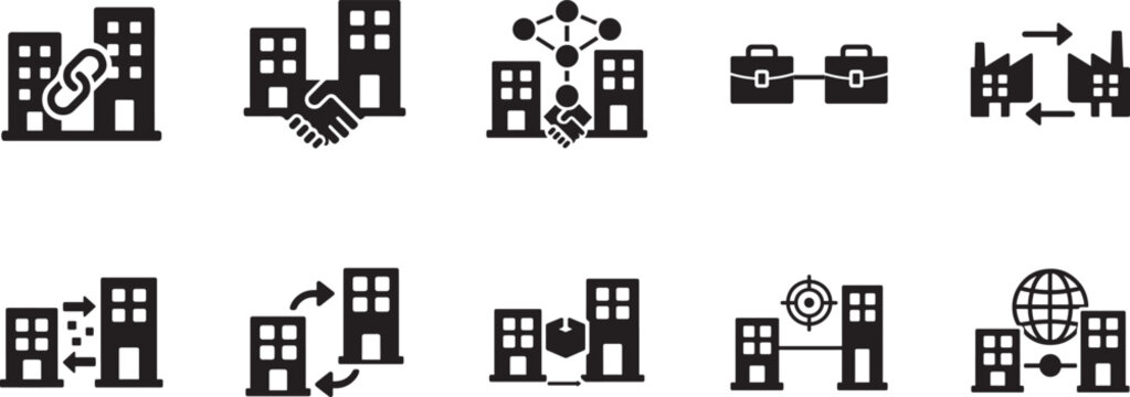 B2B icon set for business partnership collaboration network corporate services vector eps.