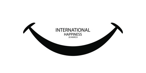 Obraz premium International Day of Happiness Vector Illustration with Black Hammock Smile Face Symbol Motivational Quote for Joy Wellness and Graphic Design