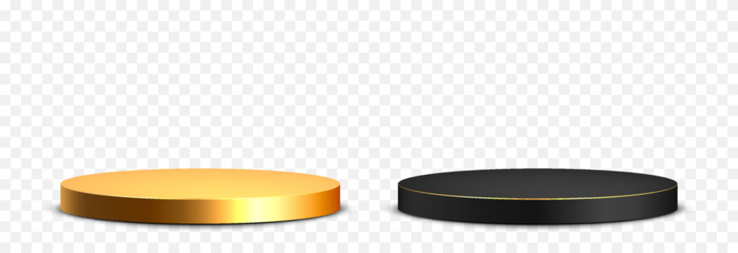 Black and gold podium PNG. Podium or pedestal for product or goods advertising.