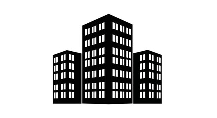 Modern Cityscape Silhouette: Minimalist High-Rise Buildings Icon © Neylaaulia
