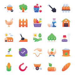 Gradient color icons set for Agriculture