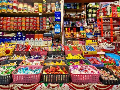 Mexican Candy Display in a Marketplace Bodega (Mexico City, CDMX, Mexico- February 18, 2025)