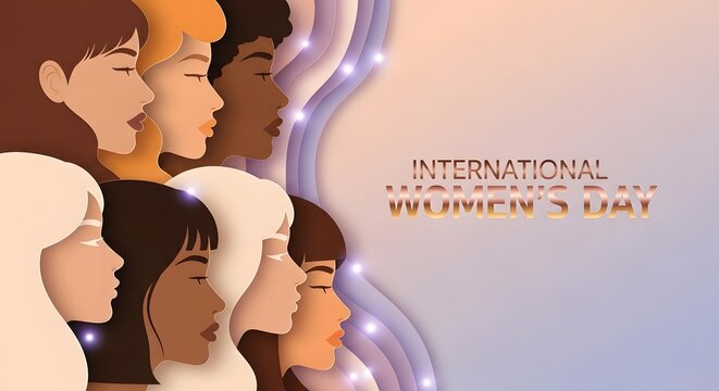 Profiles of Diverse Women with Metallic Typography Poster Design