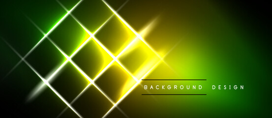 Naklejka premium Abstract neon grid. Vibrant yellow, green hues create dynamic visual effect. Modern design suitable backgrounds, presentations.