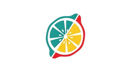 Colorful abstract lemon logo with geometric design
