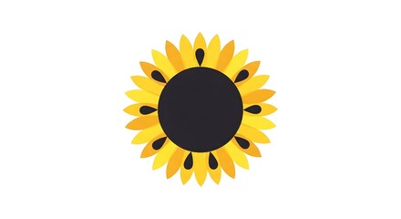 Minimalist sunflower illustration with bold yellow petals on white background