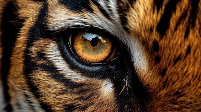 Close Up Tiger Eye with Intense Gaze