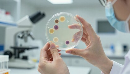 Analyzing bacterial cultures in a laboratory setting microbiology research science lab close-up view biotechnology concepts