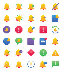 Gradient color icons set for Alert notification