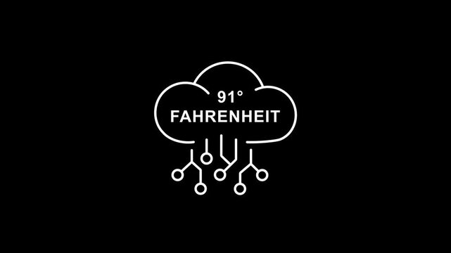 Weather forecast rain cloud with temperature 91 degrees Fahrenheit digital weather climate