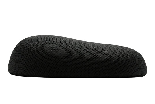Black mesh ergonomic wrist rest side view isolated. Keyboard comfort accessory mockup.