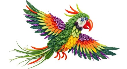 Creative parrot made of fresh vegetables
