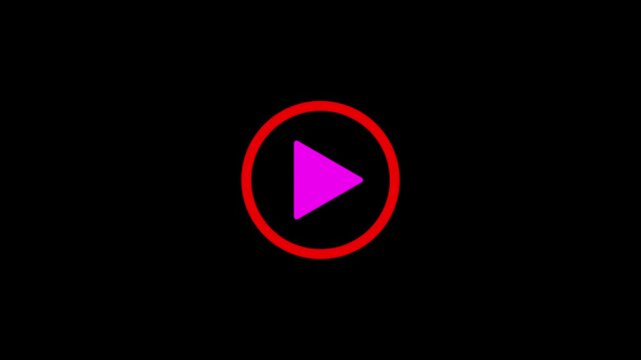 Creative play button icon with red circle and purple triangle