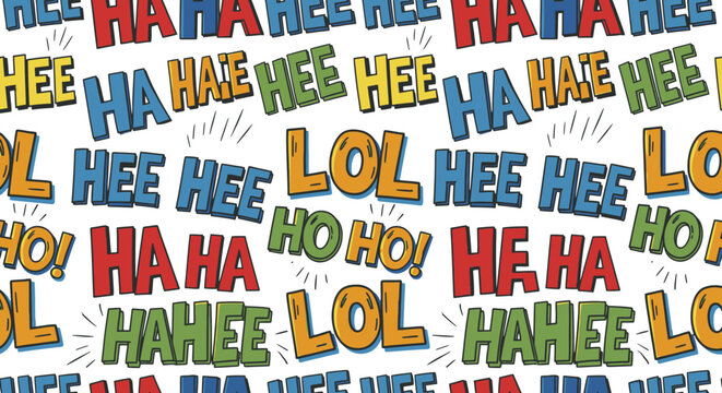 Vibrant colorful laughter expressions seamless pattern background.