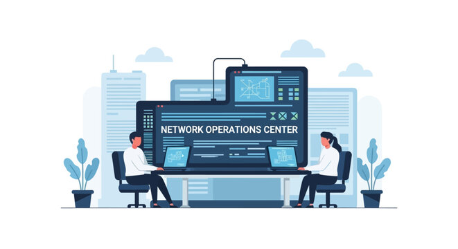 Network Operations Center Team Monitoring Systems.