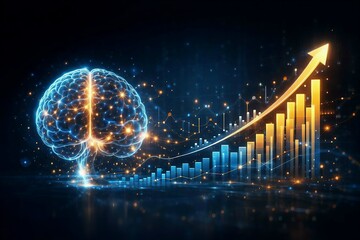 Obraz premium Artificial intelligence and growth a futuristic brain and data chart
