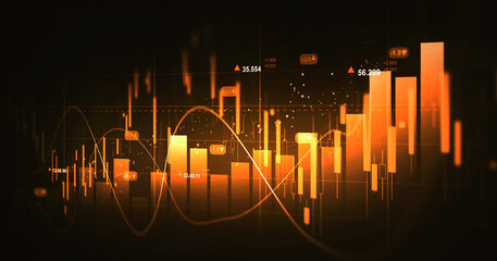 Gold candlestick with stock market investment trading graph growth.Trade business analytics graph and financial chart.Finance chart,stock market business and exchange financial growth graph.	
