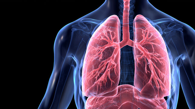 Imagem ilustrativa dos pulm&otilde;es humanos evidenciando o funcionamento do sistema respirat&oacute;rio e a import&acirc;ncia da respira&ccedil;&atilde;o para a sa&uacute;de e o equil&iacute;brio do organismo humano atualmente