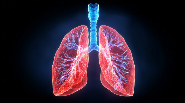 Ilustra&ccedil;&atilde;o digital de pulm&otilde;es humanos com destaque para sistema respirat&oacute;rio, oxigena&ccedil;&atilde;o e funcionamento vital do organismo em contexto m&eacute;dico