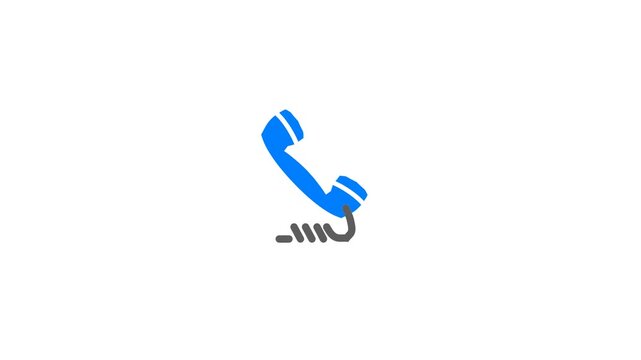 Old Phone with Cable Icon Animated