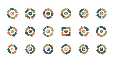 Circular and Square Infographic Elements with Arrows for Business Presentations